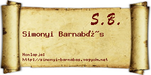 Simonyi Barnabás névjegykártya
