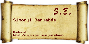Simonyi Barnabás névjegykártya